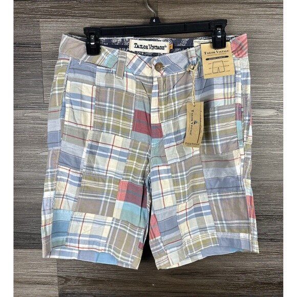 Tailor Vintage Authentic Indian Madras Westport Fit Patchwork Chino Shorts sz 30 - Picture 1 of 7